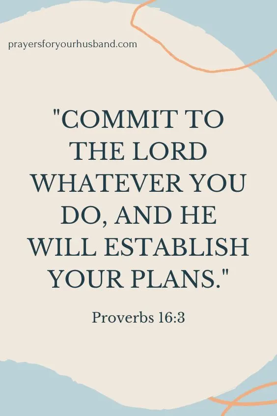 Commit to the LORD whatever you do, and he will establish your plans.Proverbs 16:3