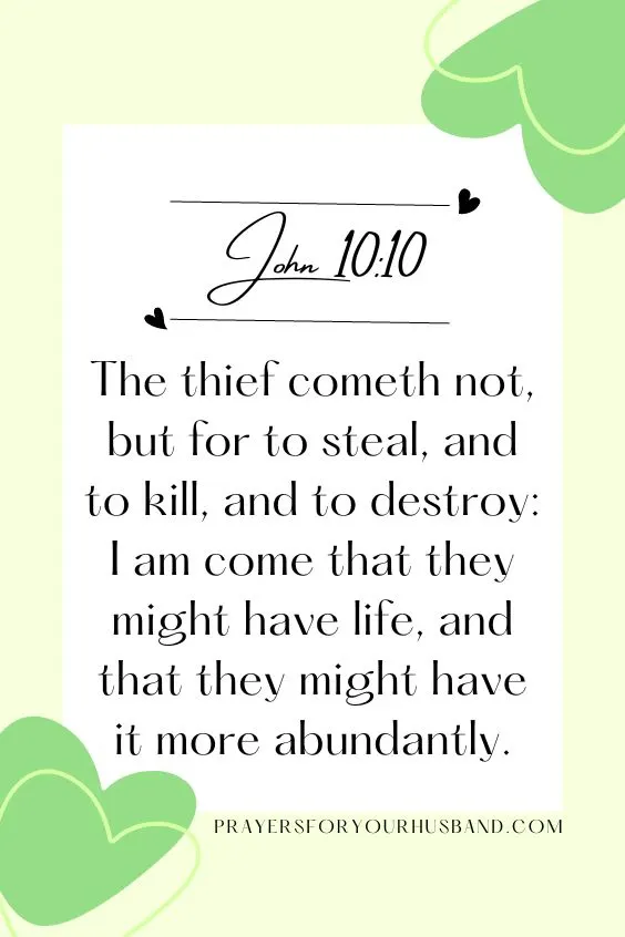 The thief cometh not, but for to steal, and to kill, and to destroy: I am come that they might have life, and that they might have it more abundantly.
