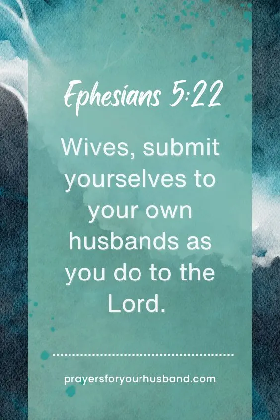 Wives, submit yourselves to your own husbands as you do to the Lord. Ephesians 5:22
