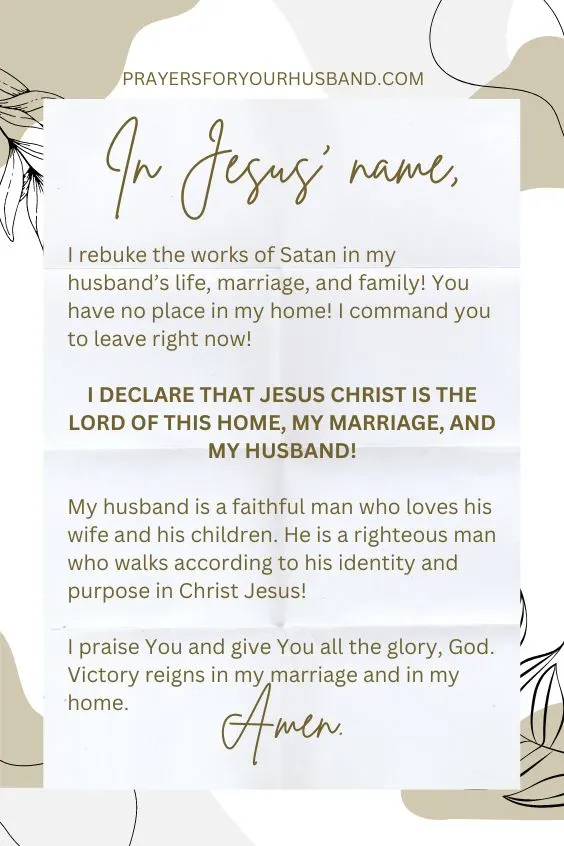 Prayer for Unfaithful Husband