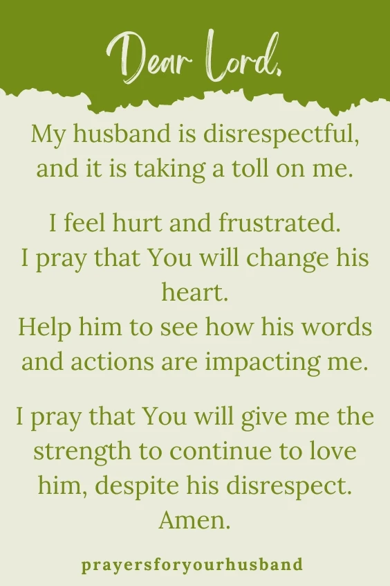 Prayer For Disrespectful Husband