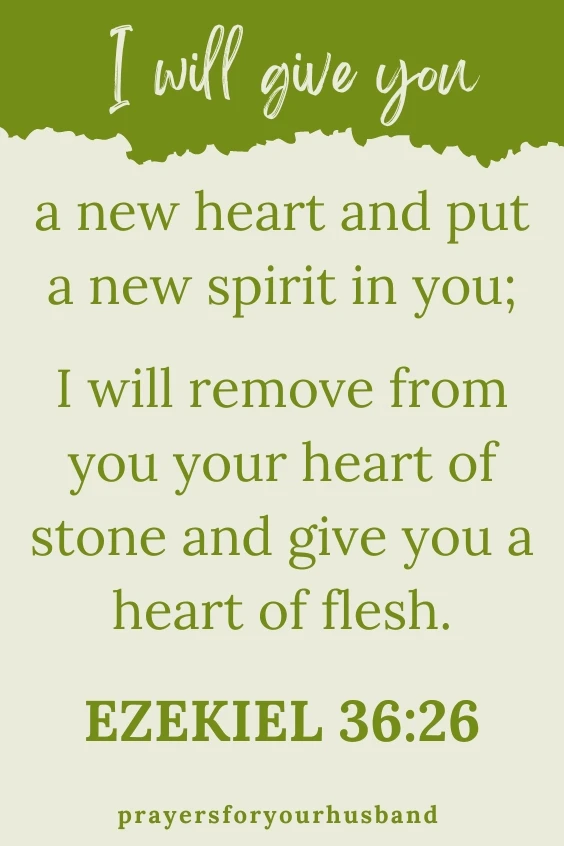 I will give you a new heart and put a new spirit in you; I will remove from you your heart of stone and give you a heart of flesh.
