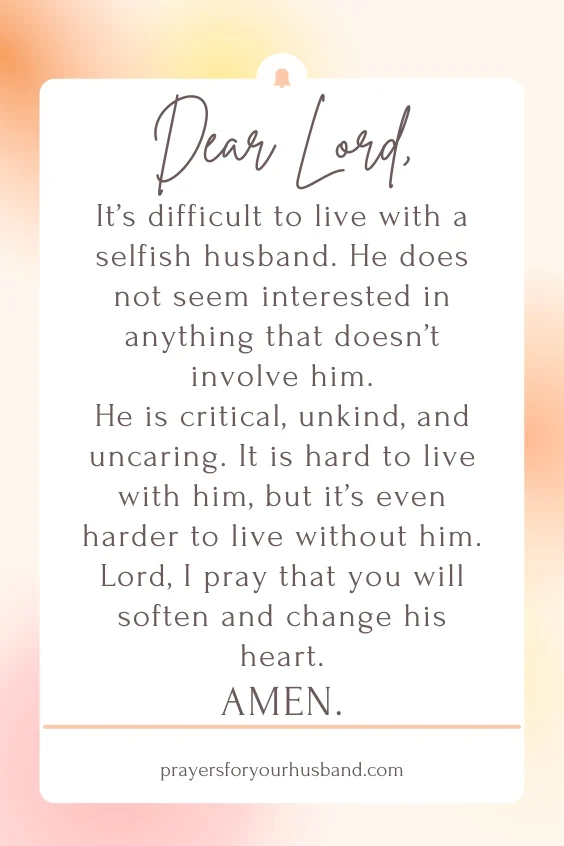 Prayer For Selfish Husband
