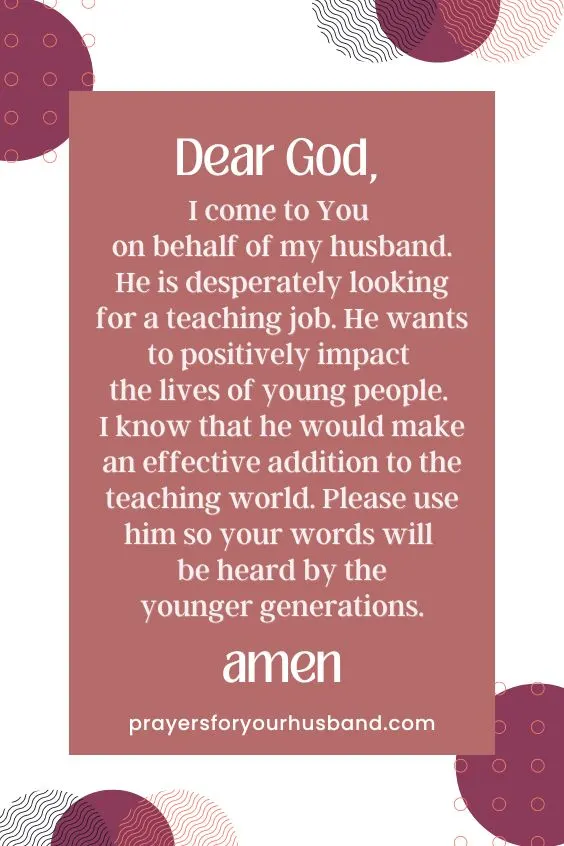 Prayer For a Husband To Get The Job As Teacher