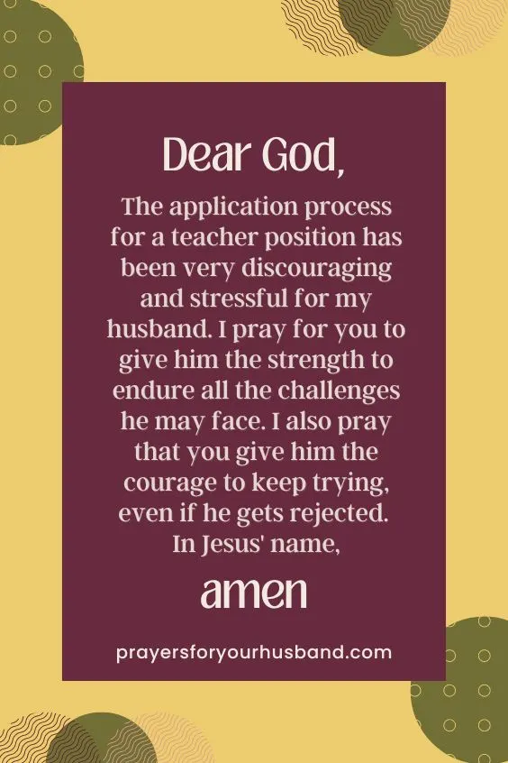 Prayer For a Husband To Get The Job As Teacher