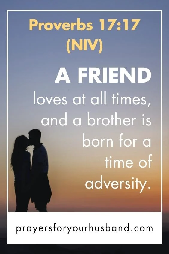 A friend loves at all times, and a brother is born for a time of adversity. Proverbs 17:17