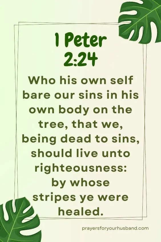 Who his own self bare our sins in his own body on the tree, that we, being dead to sins, should live unto righteousness: by whose stripes ye were healed.