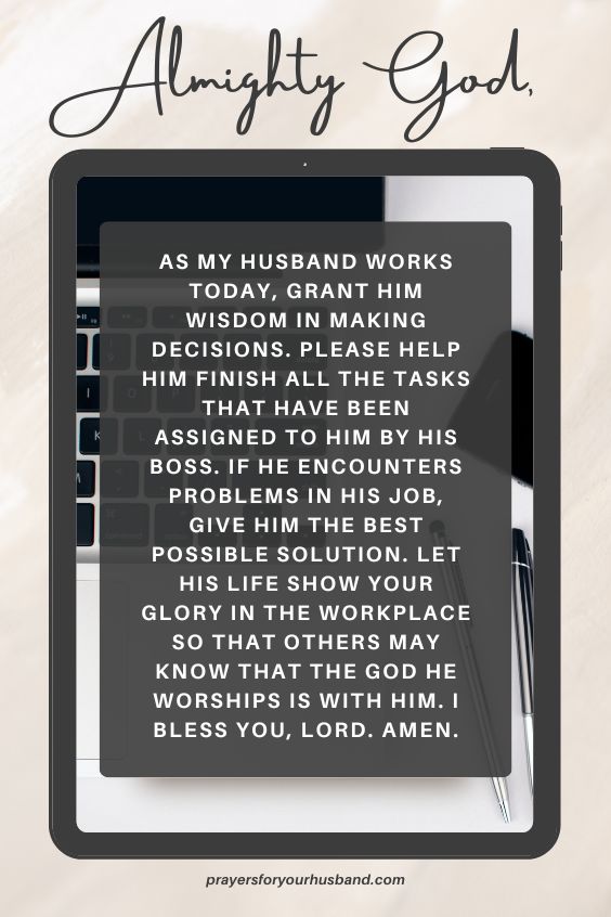 Prayer For Husband To Have A Good Day At Work
