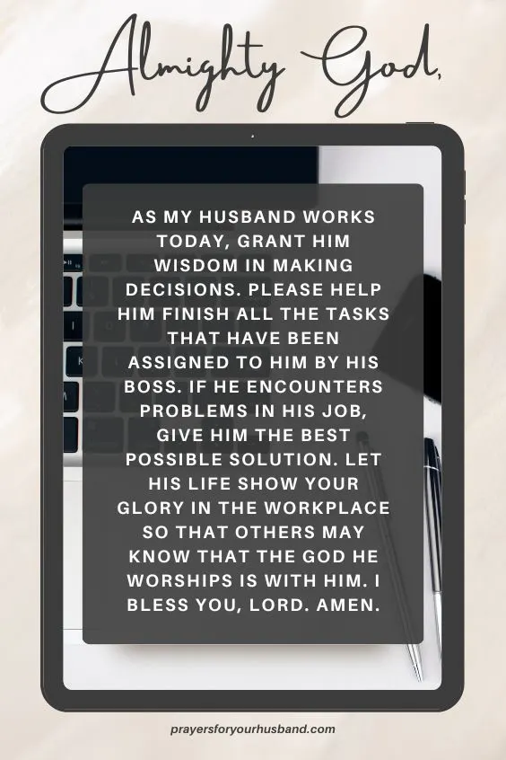 Prayer for Husband to Have a Good Day at Work