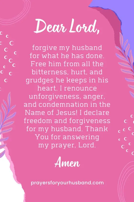 Abba Father, change my husband&rsquo;s heart today. Transform him into the man You want him to be. Remove the anger and bitterness in his life, in Jesus&rsquo; Name! Protect our marriage from the evil plans of the enemy. Restore his love for me so that he may treat me with love and grace. Thank You, Lord. Amen.