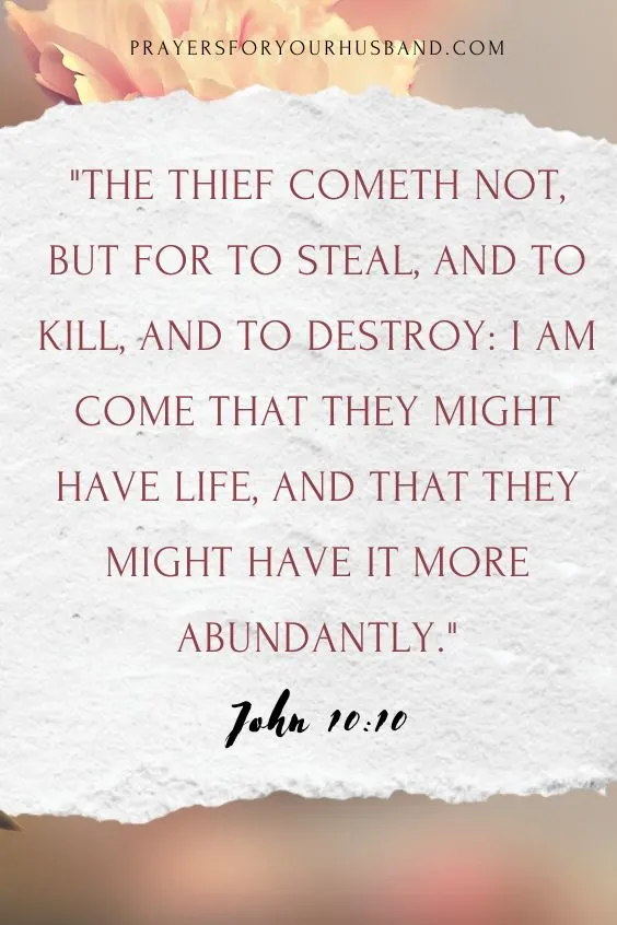 The thief cometh not, but for to steal, and to kill, and to destroy: I am come that they might have life, and that they might have it more abundantly.
