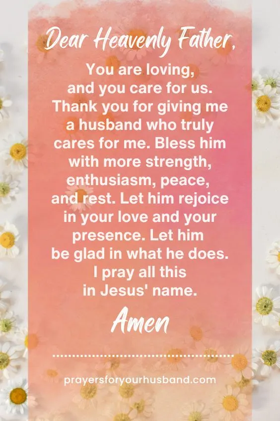 Prayer for My Husband for Taking Care of Me