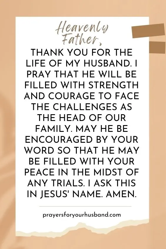 Encouragement Prayer For Husband