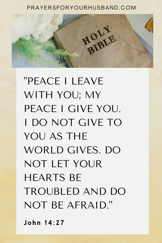 Peace I leave with you; my peace I give you. I do not give to you as the world gives. Do not let your hearts be troubled and do not be afraid.
