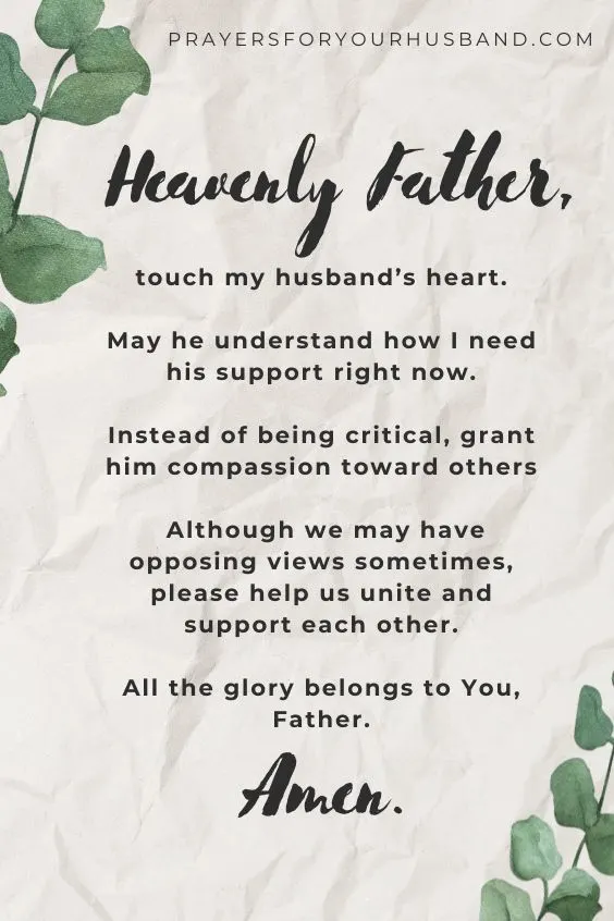 How Do I Pray For My Husband For His Support?