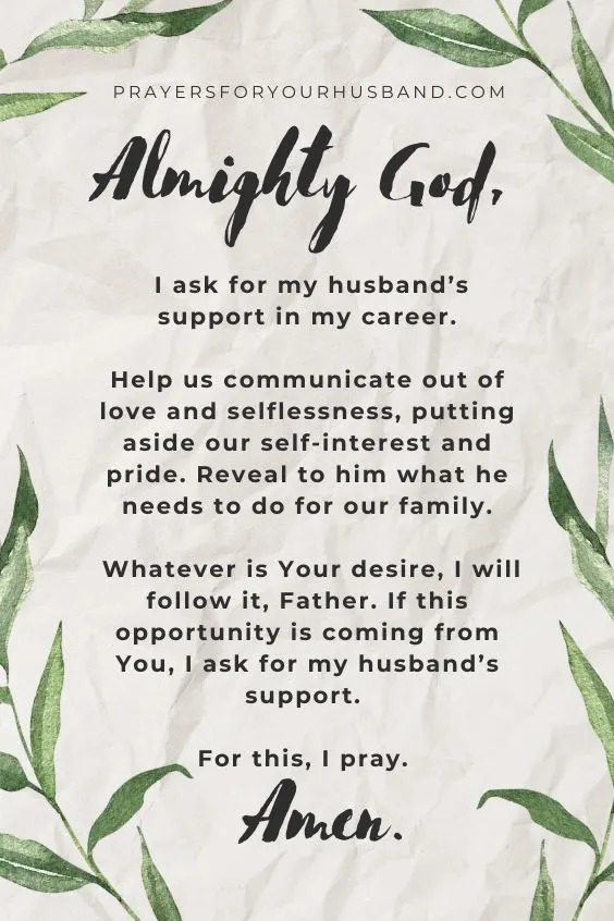 How Do I Pray For My Husband For His Support?