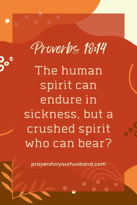 The human spirit can endure in sickness, but a crushed spirit who can bear? Proverbs 18:14