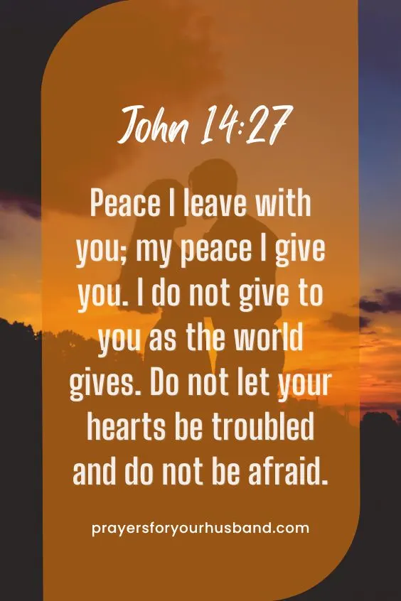 Peace I leave with you; my peace I give you. I do not give to you as the world gives. Do not let your hearts be troubled and do not be afraid. John 14:27 (NIV
