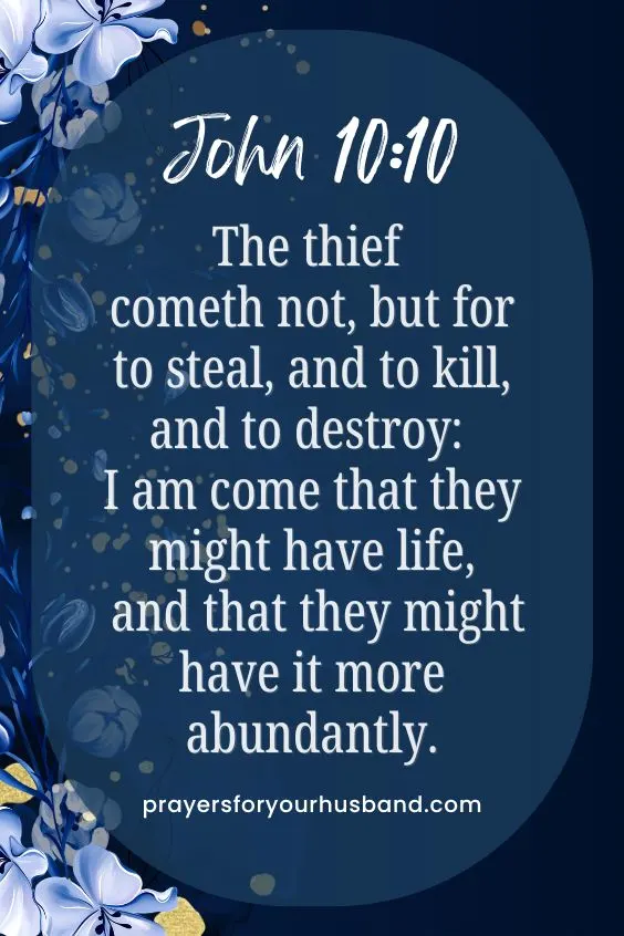 The thief cometh not, but for to steal, and to kill, and to destroy: I am come that they might have life, and that they might have it more abundantly. John 10:10