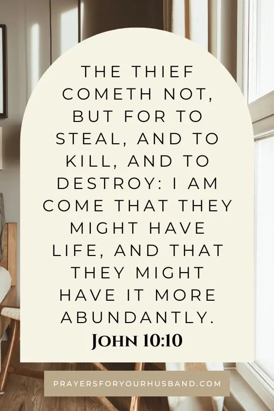 The thief cometh not, but for to steal, and to kill, and to destroy: I am come that they might have life, and that they might have it more abundantly. John 10:10