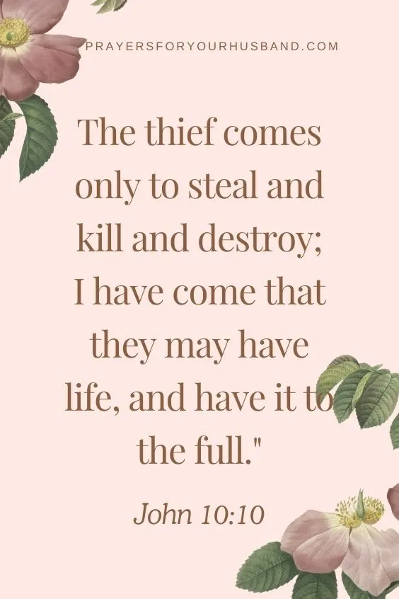 (The thief comes only to steal and kill and destroy; I have come that they may have life, and have it to the full. John 10:10)
