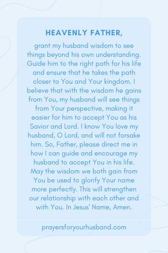 Prayer For My Unbelieving Husband