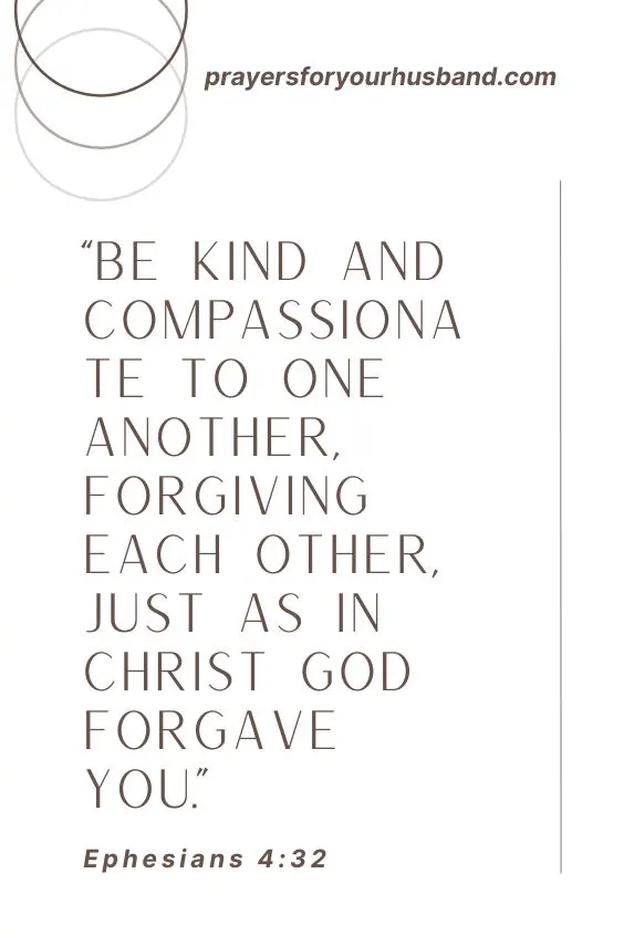 Be kind and compassionate to one another, forgiving each other, just as in Christ God forgave you