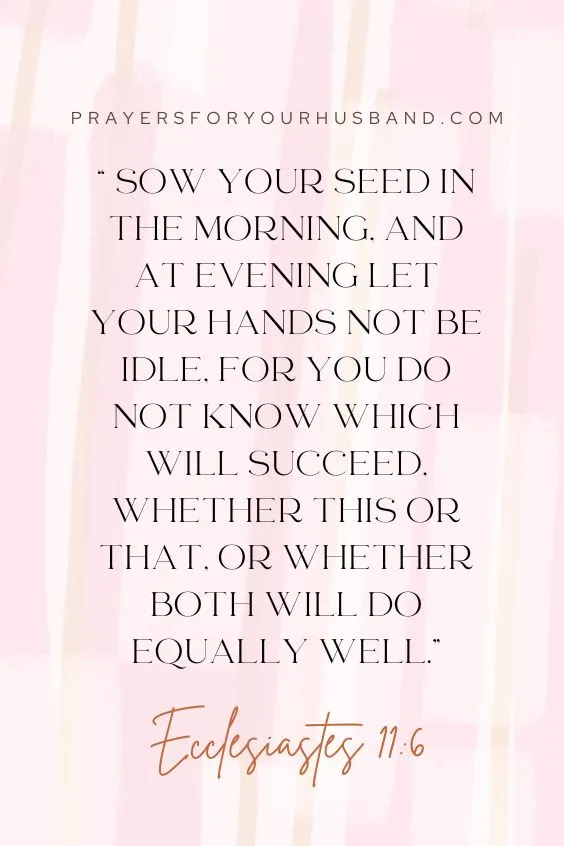 Sow your seed in the morning, and at evening let your hands not be idle, for you do not know which will succeed, whether this or that, or whether both will do equally well