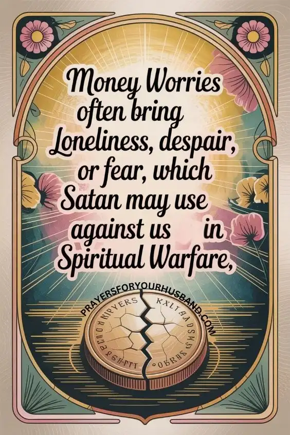 Money worries often bring loneliness, despair, or fear, which Satan may use against us in spiritual warfare